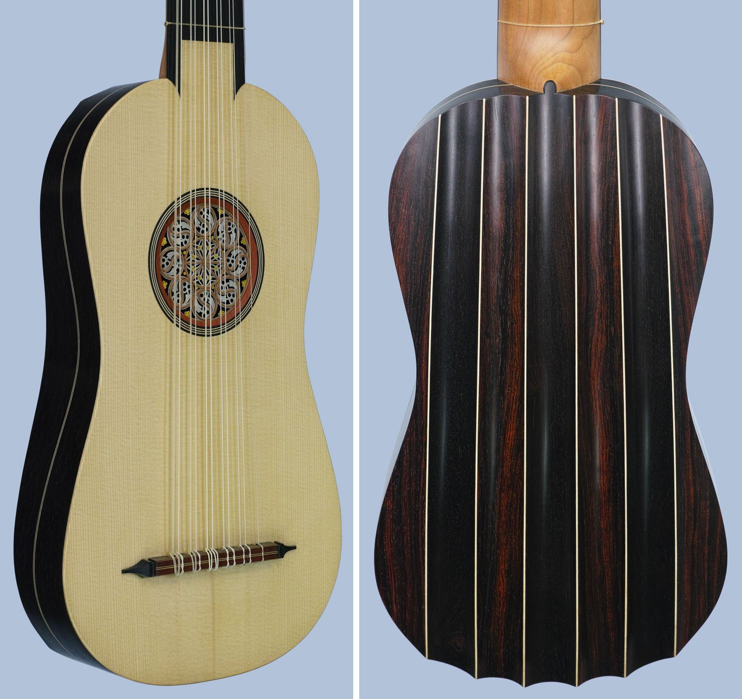 Fluted-back vihuela de mano, soundboard and back ribs