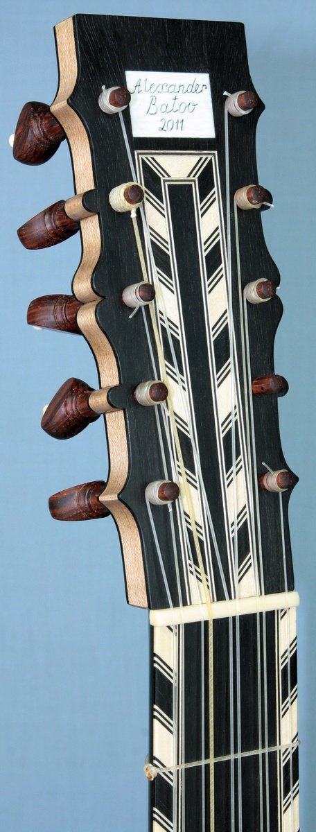 Voboam model baroque guitar peg head in perspective view